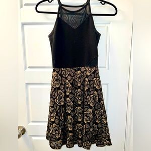 Halter Mini Black and Gold Eclipse Dress Size XS